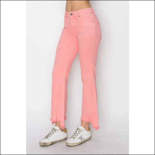Rock your Confidence in Needful Things Trendy Raw Hem Bootcut Jeans 😂✨ - Flamingo / on Sale Worldwide Shipping