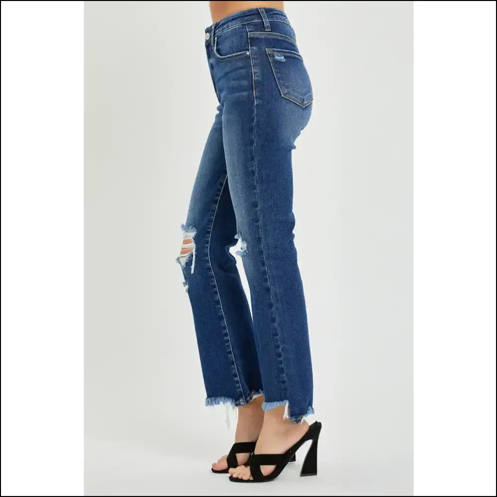 Rock your Curves in Risen High Rise Distressed Crop Flare Jeans 😏✨ - on Sale Worldwide Shipping