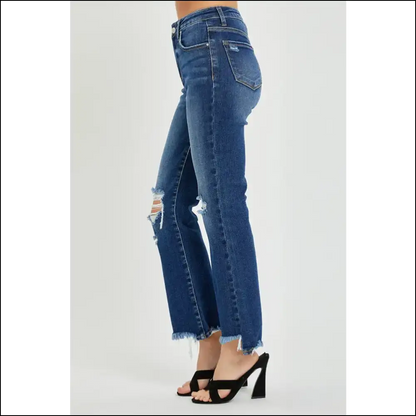 Rock your Curves in Risen High Rise Distressed Crop Flare Jeans 😏✨ - on Sale Worldwide Shipping