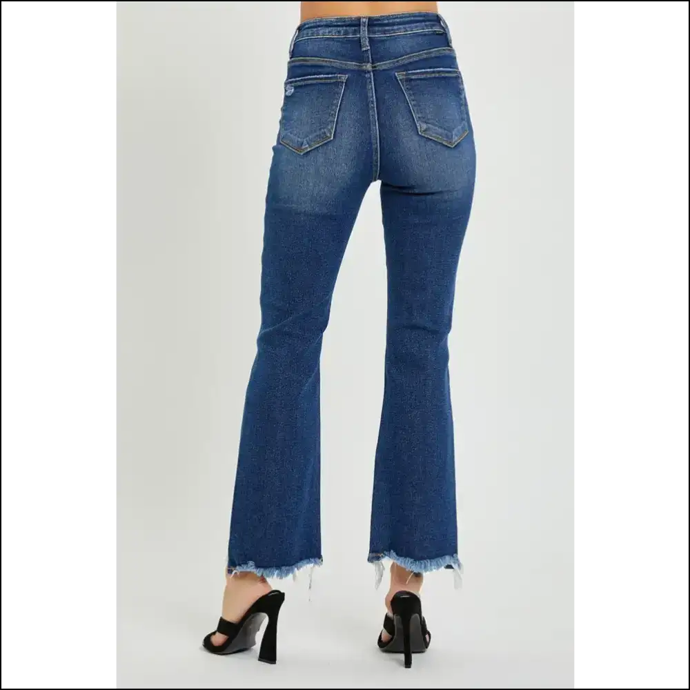 Rock your Curves in Risen High Rise Distressed Crop Flare Jeans 😏✨ - on Sale Worldwide Shipping