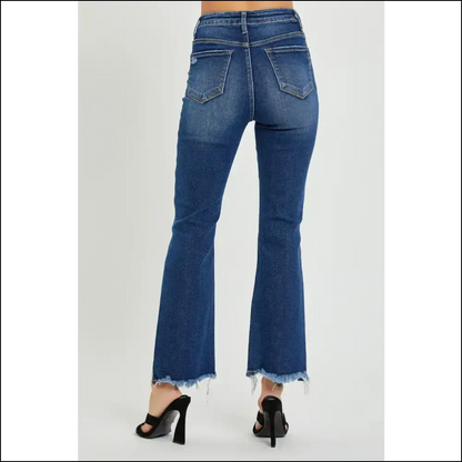 Rock your Curves in Risen High Rise Distressed Crop Flare Jeans 😏✨ - on Sale Worldwide Shipping