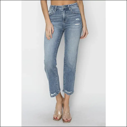 Rock your Curves with Risen High Waist Distressed Cropped Jeans 😂👖 - Medium / 1(25) - on Sale Worldwide Shipping