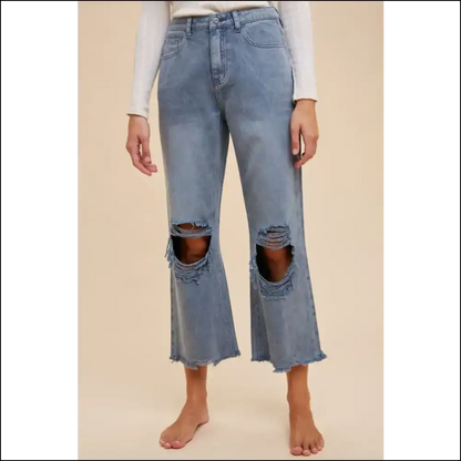 Rock your Look: Meet Annie Wear Distressed Raw Hem Jeans Attitude Included! 😎💃 - Medium / s - on Sale Worldwide Shipping