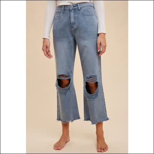 Rock your Look: Meet Annie Wear Distressed Raw Hem Jeans Attitude Included! 😎💃 - Medium / s - on Sale Worldwide Shipping