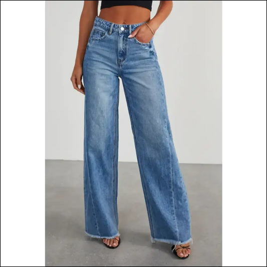 Rock your Look with Needful Things Raw Hem Wide Leg Jeans—glam Could Kill! 😂👖✨ - Medium / l - Jeans on Sale Worldwide Shipping