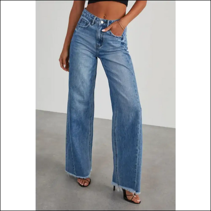 Rock your Look with Needful Things Raw Hem Wide Leg Jeans—glam Could Kill! 😂👖✨ - Jeans on Sale Worldwide Shipping