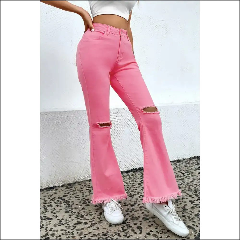 Rock your Mood in Distressed Raw Hem Bootcut from Needful Things - Jeans on Sale Worldwide Shipping