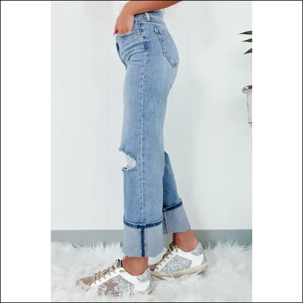 Rock your Rebellion: Distressed Straight Jeans for Needful Fashionistas! 👖💥 - on Sale Worldwide Shipping