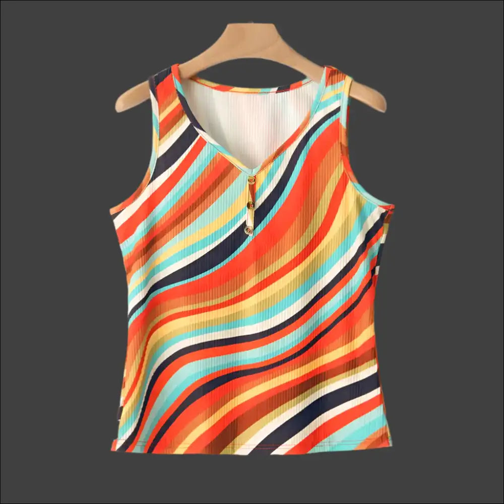 Rock your Room with our Color Block Round Neck Tank – Fabulous Awaits! 😎✨ - Orange / m - Tops on Sale Worldwide Shipping