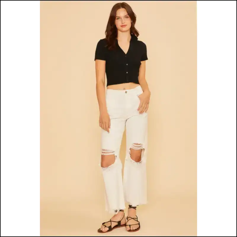 Rock your Soul in Annie Wear Distressed Raw Hem Jeans Casual Chic Af 🎉 - on Sale Worldwide Shipping