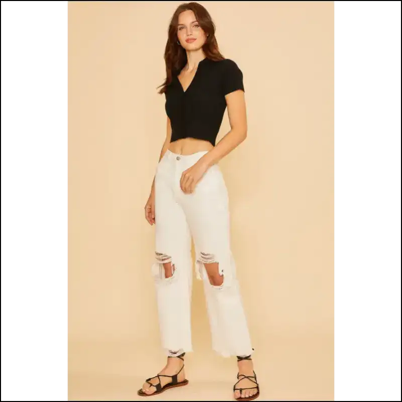 Rock your Soul in Annie Wear Distressed Raw Hem Jeans Casual Chic Af 🎉 - on Sale Worldwide Shipping