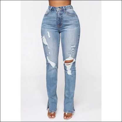 Rock your Style: Needful Things Chic Distressed Slit Jeans for Fabulous You! 😍 - Light / m - on Sale Worldwide Shipping