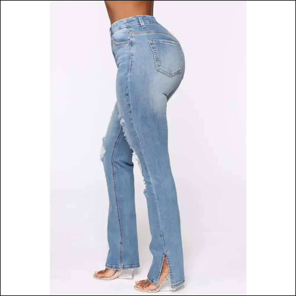 Rock your Style: Needful Things Chic Distressed Slit Jeans for Fabulous You! 😍 - on Sale Worldwide Shipping
