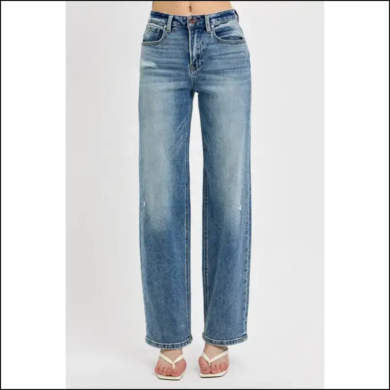 Rock your Style with Risen Distressed Wide Leg Jeans - Comfortably Edgy 😎 - Medium / 3(26) - on Sale Worldwide Shipping