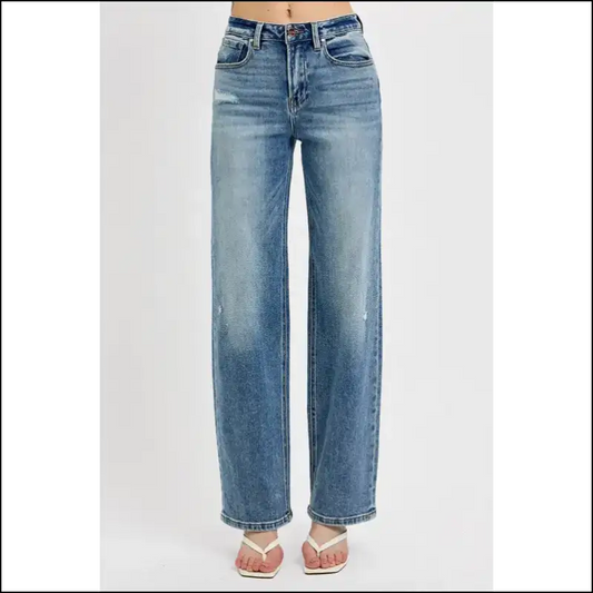 Rock your Style with Risen Distressed Wide Leg Jeans - Comfortably Edgy 😎 - Medium / 3(26) - on Sale Worldwide Shipping
