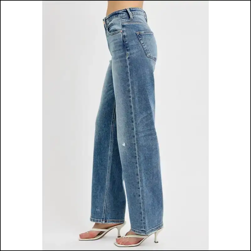 Rock your Style with Risen Distressed Wide Leg Jeans - Comfortably Edgy 😎 - on Sale Worldwide Shipping
