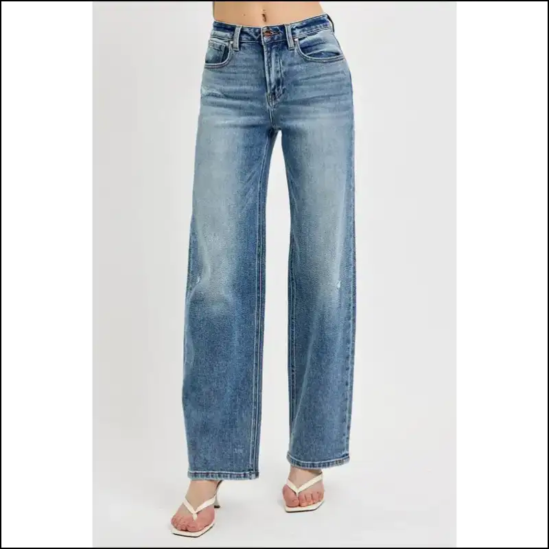 Rock your Style with Risen Distressed Wide Leg Jeans - Comfortably Edgy 😎 - on Sale Worldwide Shipping