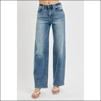 Rock your Style with Risen Distressed Wide Leg Jeans - Comfortably Edgy 😎 - on Sale Worldwide Shipping