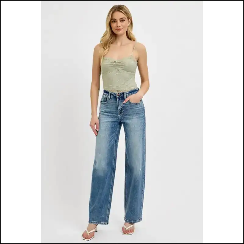Rock your Style with Risen Distressed Wide Leg Jeans - Comfortably Edgy 😎 - on Sale Worldwide Shipping