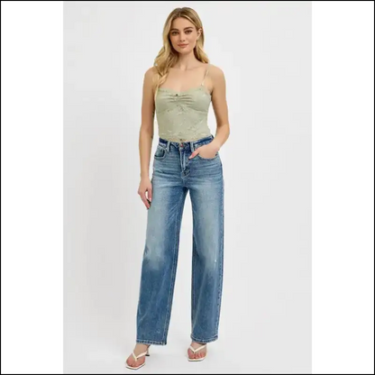 Rock your Style with Risen Distressed Wide Leg Jeans - Comfortably Edgy 😎 - on Sale Worldwide Shipping