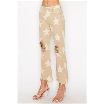 Rocket your Style with Risen High Rise Star Printed Jeans 🚀✨ - on Sale Worldwide Shipping