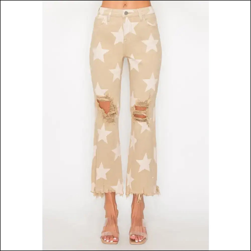 Rocket your Style with Risen High Rise Star Printed Jeans 🚀✨ - on Sale Worldwide Shipping