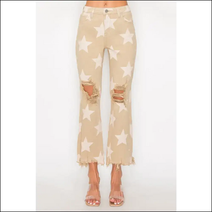 Rocket your Style with Risen High Rise Star Printed Jeans 🚀✨ - on Sale Worldwide Shipping