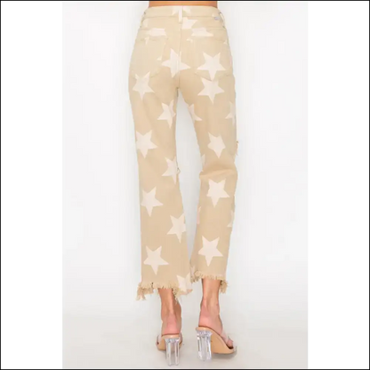 Rocket your Style with Risen High Rise Star Printed Jeans 🚀✨ - on Sale Worldwide Shipping