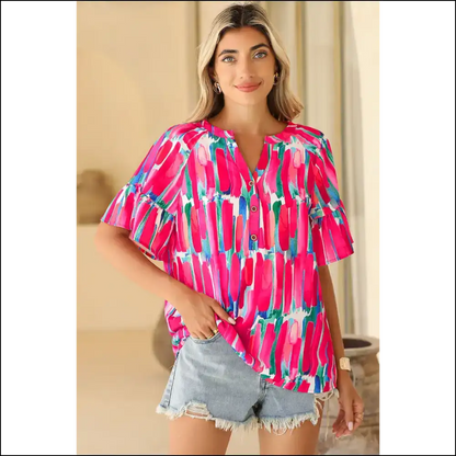 Rose Abstract Brushwork: from Frumpy to Fabulous 🌹 Needful Things - Blouses on Sale Worldwide Shipping