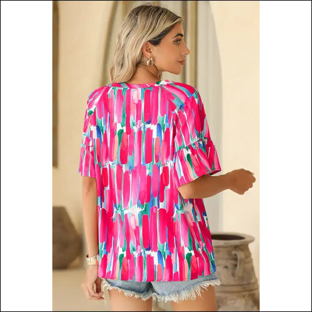 Rose Abstract Brushwork: from Frumpy to Fabulous 🌹 Needful Things - Blouses on Sale Worldwide Shipping