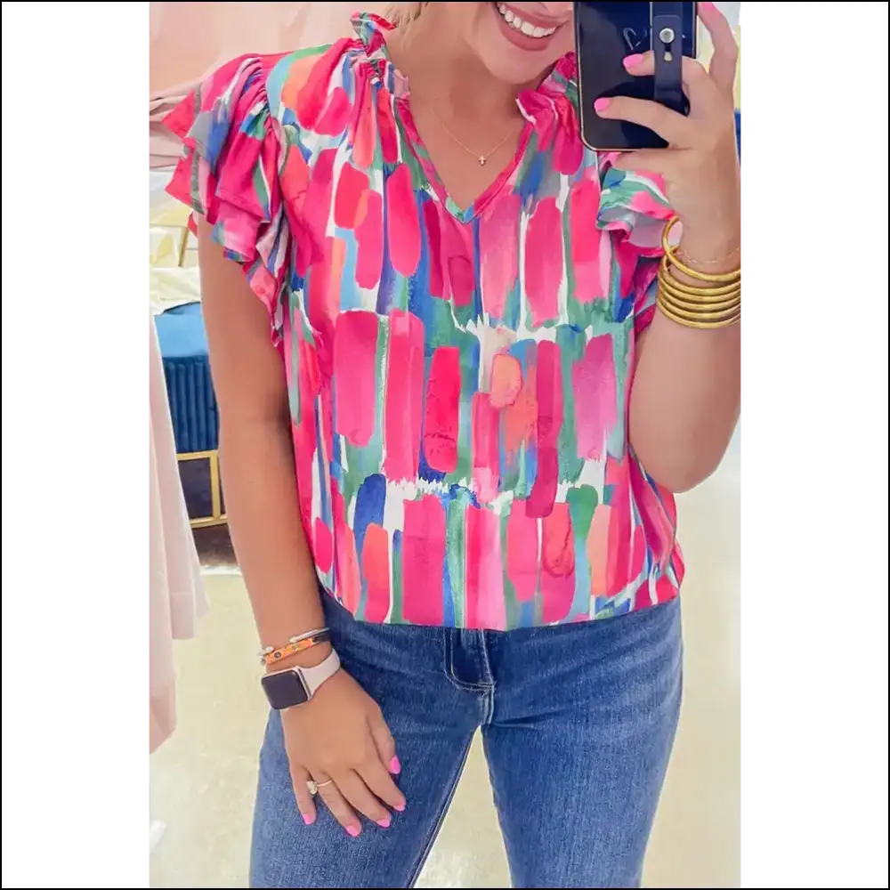 Rose Abstract Print: from Wallflower to Wow-flower! 🌹 Needful Things - s - Blouses on Sale Worldwide Shipping