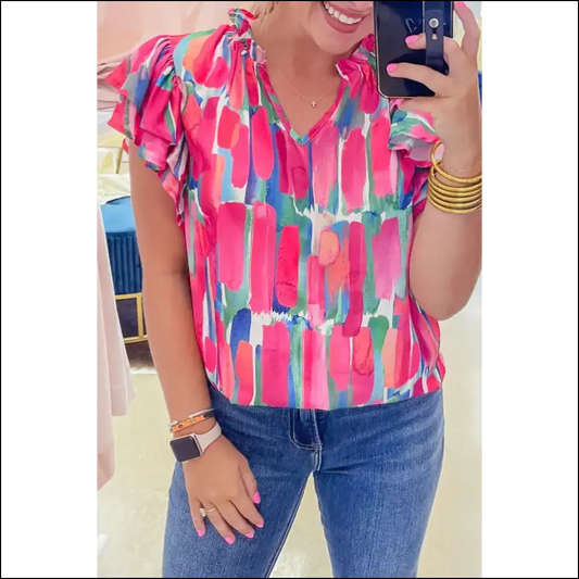 Rose Abstract Print: from Wallflower to Wow-flower! 🌹 Needful Things - s - Blouses on Sale Worldwide Shipping