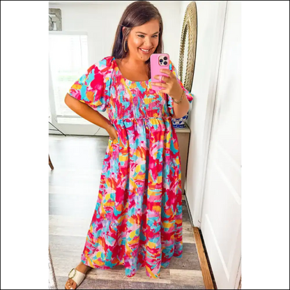 Rose Abstract Size Dress: Curves Ahead Hotness! 🌹 Needful Things - Plus Dresses on Sale Worldwide Shipping