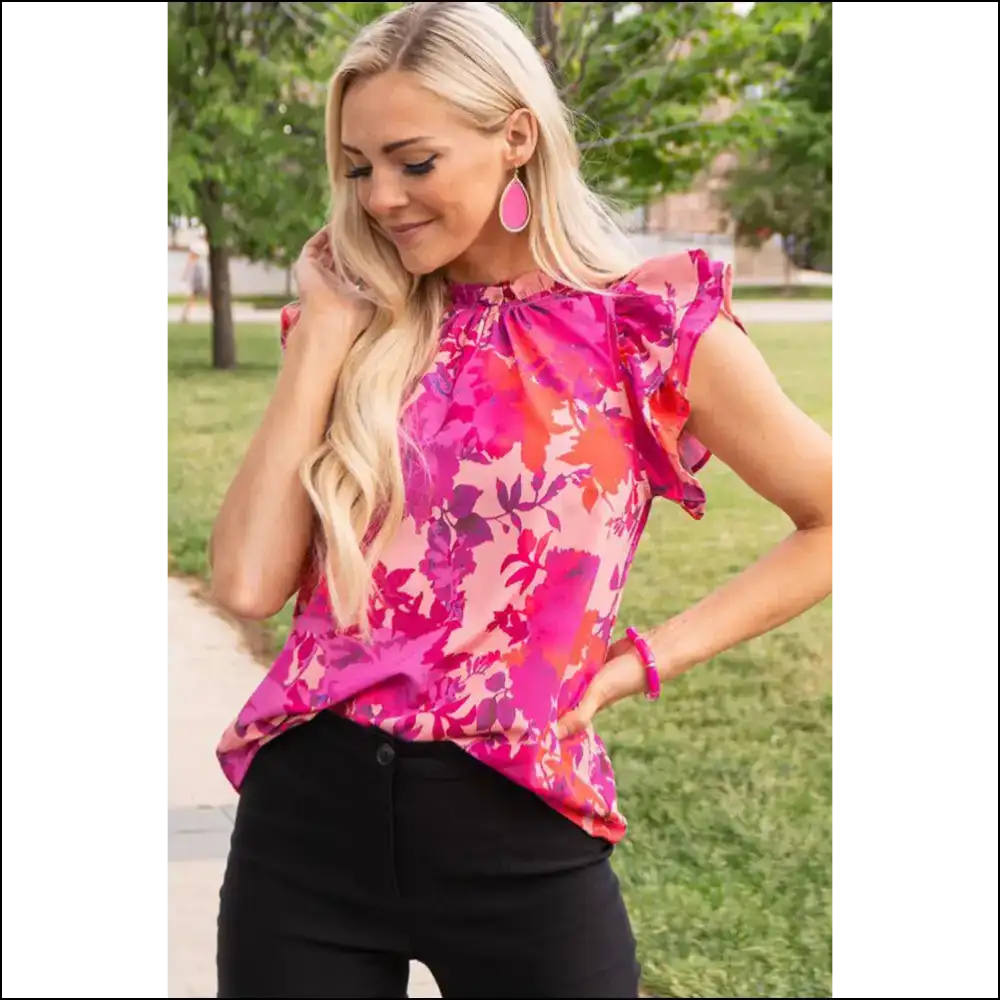Rose Floral Flutter: Sleeveless Shirt Problems? 🌹 - Shirts Tank Tops on Sale Worldwide Shipping