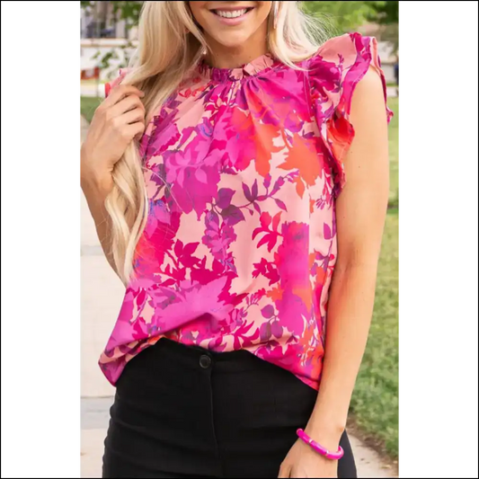 Rose Floral Flutter: Sleeveless Shirt Problems? 🌹 - s - Shirts Tank Tops on Sale Worldwide Shipping