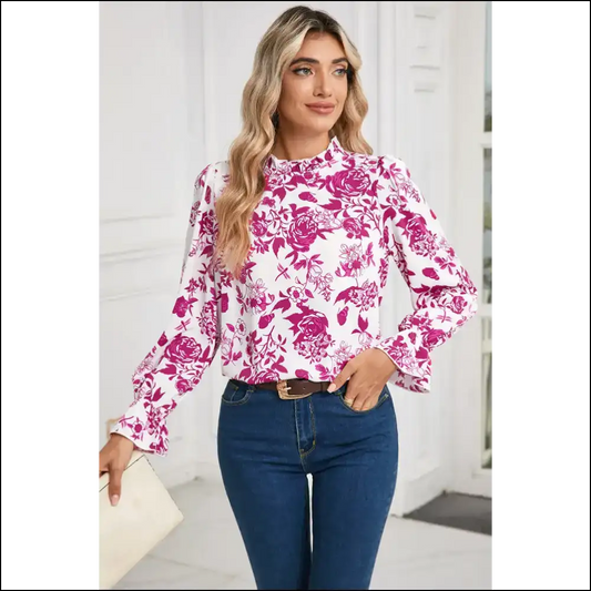 Rose Floral Print Blouse: from Drab to Fab! 🌹 Needful Things - s - Blouses on Sale Worldwide Shipping