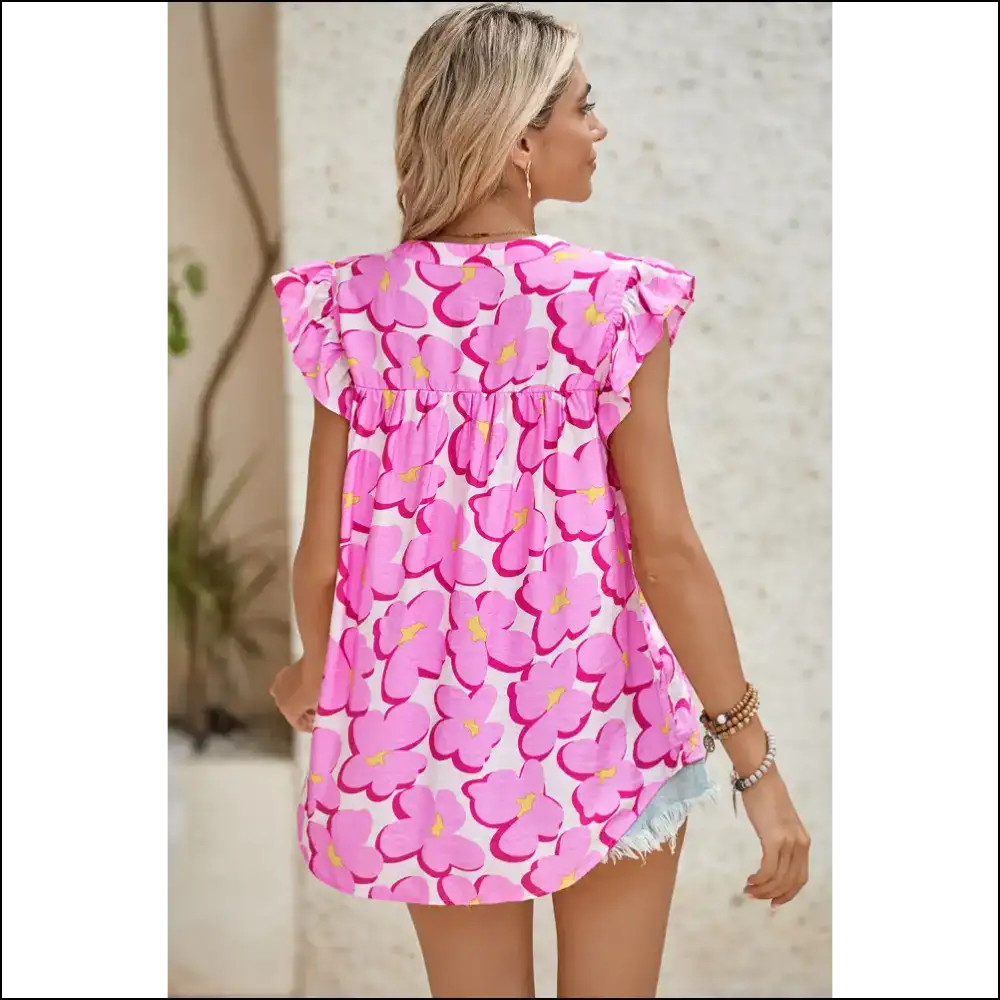 Rose Floral Print: Needful Things’ Worth It’ Blouse 🌹 - Blouses on Sale Worldwide Shipping