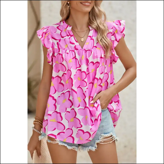 Rose Floral Print: Needful Things’ Worth It’ Blouse 🌹 - s - Blouses on Sale Worldwide Shipping