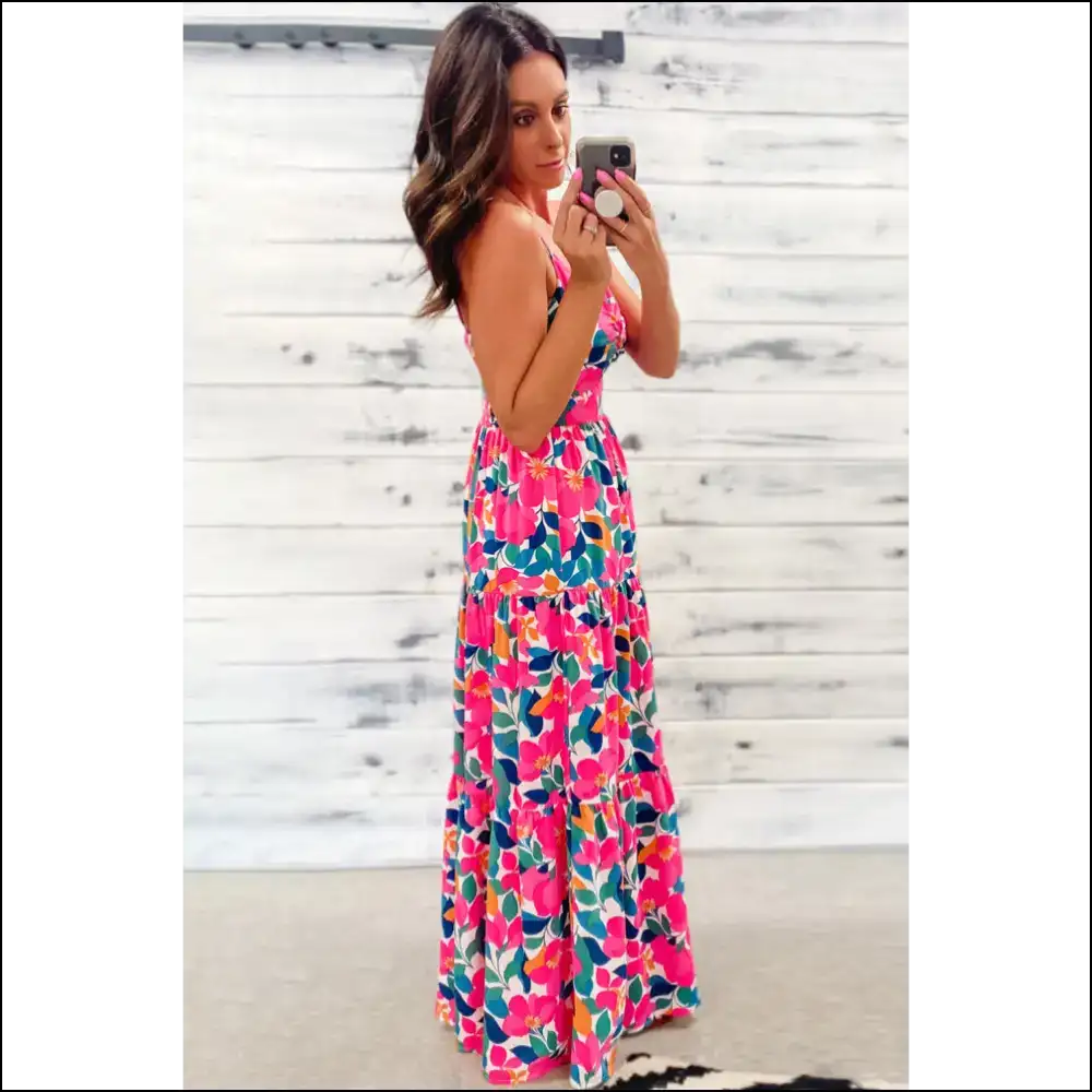 Rose Floral Twist v Neck Maxi Dress: Ditch the Pants Embrace Plants! 🌹 Needful Things - Dresses on Sale Worldwide Shipping