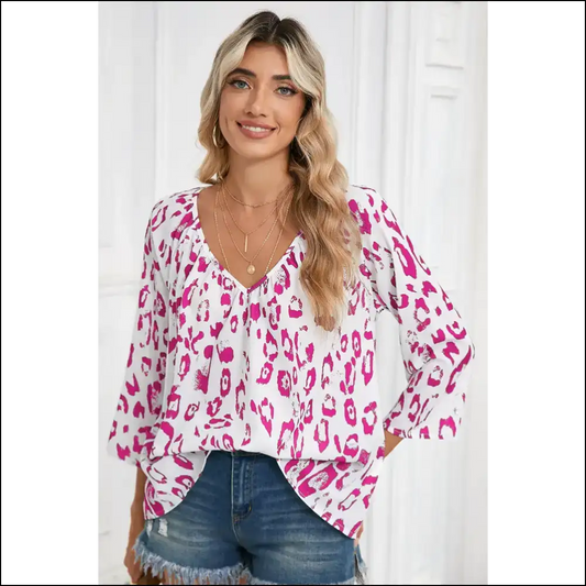 Rose Leopard Print: Needful Things Diva Top 🐆🌹 - s - Blouses on Sale Worldwide Shipping