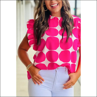 Rose Polka Dot Top so Cute it Hurts - Blouses on Sale Worldwide Shipping