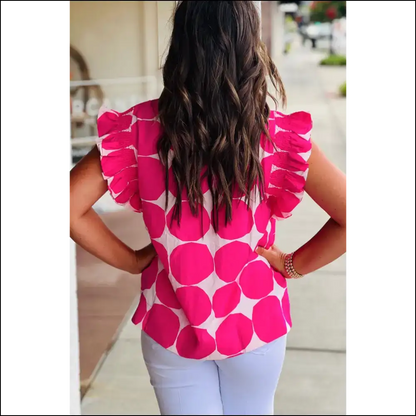 Rose Polka Dot Top so Cute it Hurts - Blouses on Sale Worldwide Shipping