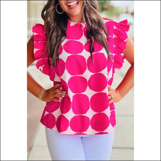 Rose Polka Dot Top so Cute it Hurts - s - Blouses on Sale Worldwide Shipping