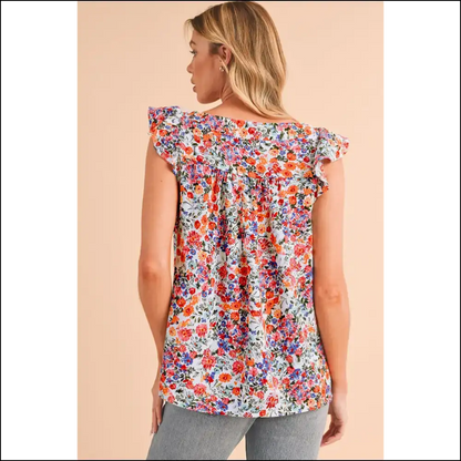 Rose Red Boho Floral: Needful Things’ Sleeveless Shirt 🔥 Adventure Awaits! - Shirts Tank Tops on Sale Worldwide Shipping