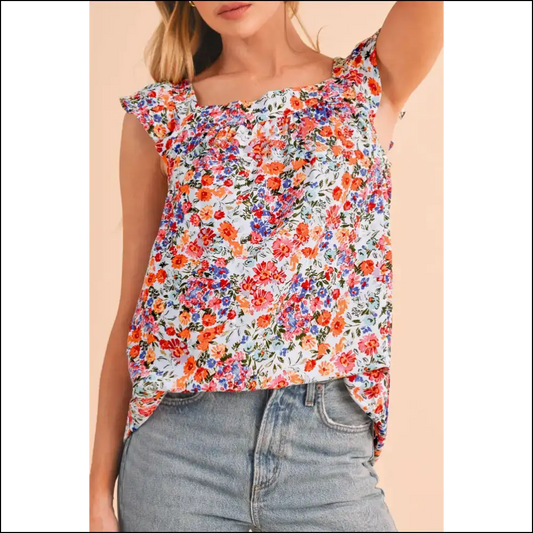 Rose Red Boho Floral: Needful Things’ Sleeveless Shirt 🔥 Adventure Awaits! - s - Shirts Tank Tops on Sale Worldwide Shipping