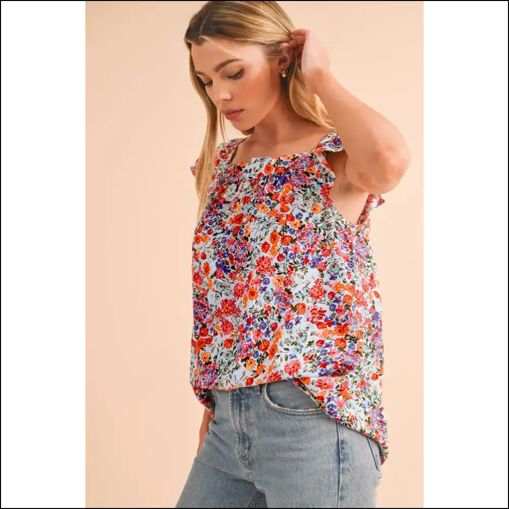Rose Red Boho Floral: Needful Things’ Sleeveless Shirt 🔥 Adventure Awaits! - Shirts Tank Tops on Sale Worldwide Shipping