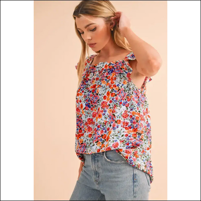Rose Red Boho Floral: Needful Things’ Sleeveless Shirt 🔥 Adventure Awaits! - Shirts Tank Tops on Sale Worldwide Shipping