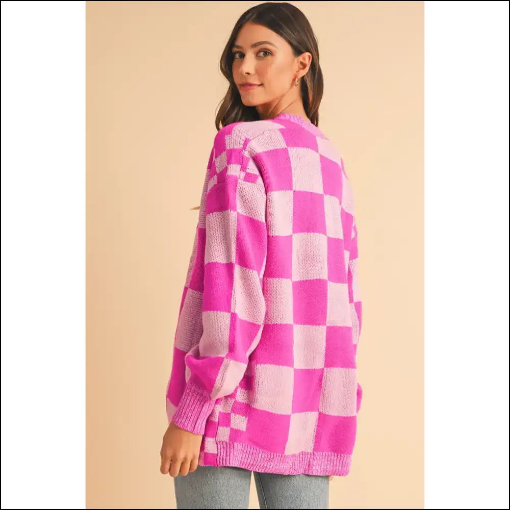 Rose Red Checkered Cardigan: Gramma Chic Gone Wild 🌹 Needful Things - Cardigans on Sale Worldwide Shipping