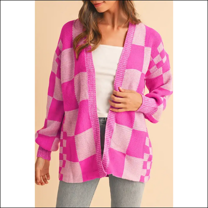 Rose Red Checkered Cardigan: Gramma Chic Gone Wild 🌹 Needful Things - s - Cardigans on Sale Worldwide Shipping
