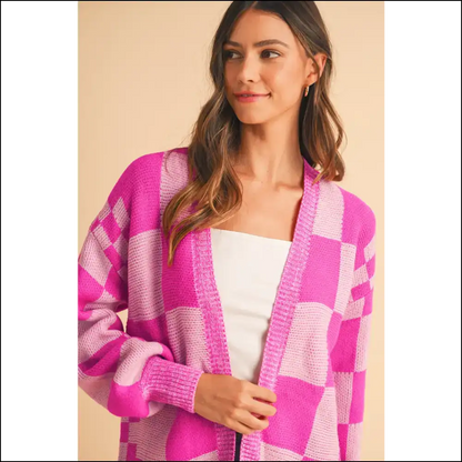 Rose Red Checkered Cardigan: Gramma Chic Gone Wild 🌹 Needful Things - Cardigans on Sale Worldwide Shipping